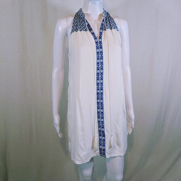 Charlotte Russe Sleeveless Blue and White Boho Dress Women's Size XS - Picture 1 of 5